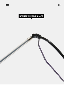 Macro detail of secure silver metal hinge and screws connecting eyeglass frame and temple