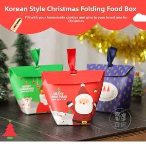 Christmas gift boxes with Santa and reindeer illustrations plus silk ribbon handles