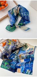 Foulard en soie style peinture à l'huile avec motifs floraux impressionnistes éclatants