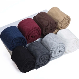 Detailed view of eight-color ribbed knit over-knee cotton socks in a clean layout