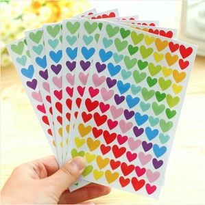 Handheld colorful heart shaped stickers for DIY scrapbooking and creative crafts