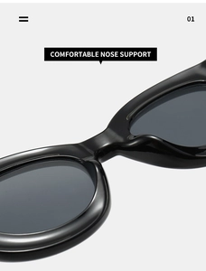 Macro view of the ergonomic integrated comfortable nose support on black sunglasses