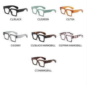 Collection of oversized square anti-blue light glasses in seven diverse frame colors