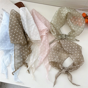 Lightweight polka dot triangular scarf headwrap series in various pastel colors