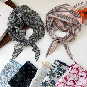 Elegant floral neck scarf with lightweight chiffon fabric in various chic patterns