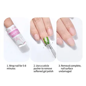 Kit de retrait de vernis gel en trois étapes avec grattoir en acier et lingettes
