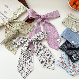 French Style Women Narrow Scarf Floral Polka Dot Chiffon Hair Ribbon Multifunctional Bag Strap Decorative Streamer Necktie