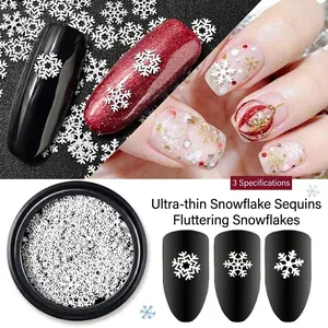 White Snowflake Nail Art Sequins Thin Metal Flakes Christmas Winter DIY Decoration Manicure Supplies