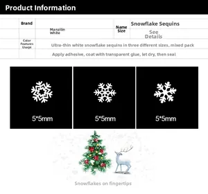 Macro view of ultra-thin 5mm white snowflake nail art sequins for festive manicures