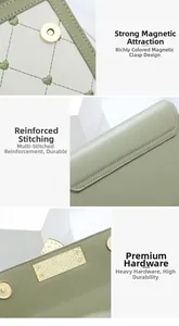 Détails de broderie cœur, fermoir magnétique et finitions dorées sur sac bandoulière vert