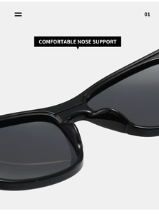 Makro-Detail der integrierten Nasenpads für bequemen Halt an der schwarzen Sonnenbrille