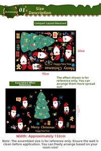 Detail of Christmas wall stickers set with Santa and tree showing 132x82cm layout