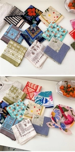 Close-up of printed cotton scarves with vintage bohemian and floral patterns