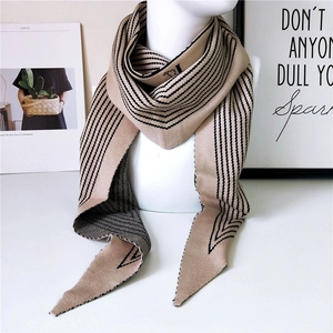 Winter Knitted Scarf Faux Cashmere Shawl Geometric Rhombus Pattern Warm Thick Neck Warmer Fashion Accessory For Women