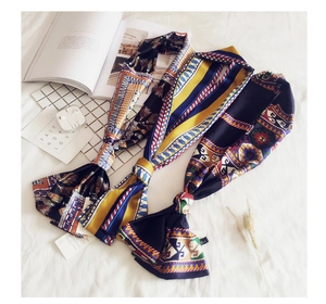 Three-piece set of Bohemian style patterned long scarves with geometric and retro prints
