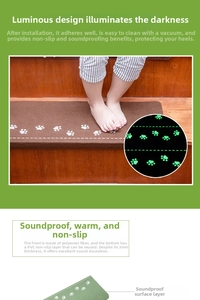 Detail of 3mm luminous non-slip stair tread showing thickness and footprint pattern