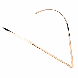 Detailed close-up of a rose gold minimalist V-shaped metal choker with polished finish
