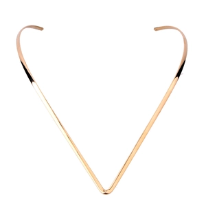 Minimalist V-shaped rose gold stainless steel neck collar necklace for women
