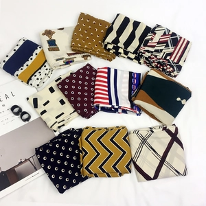 Chic 70cm square silk scarf with geometric prints and luxury texture for autumn