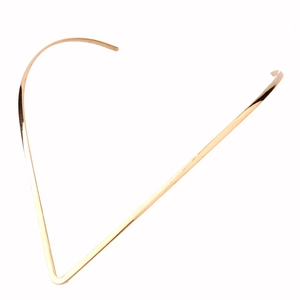 Close-up of minimalist V-shaped gold choker necklace with a sleek polished metal finish