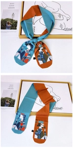 Artistic silk neckerchief with Queen and King illustrations and elegant contrast colors
