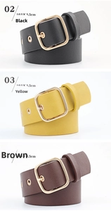 Tre cinture larghe casual nero giallo e marrone con fibbia dorata misura 103x3,5cm