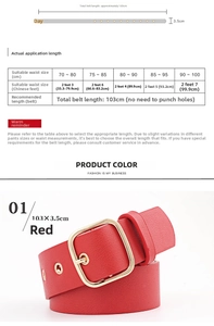 Tabella taglie per cintura in pelle rossa da 103cm con fibbia dorata