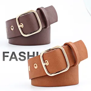 Cintura Da Donna In Pelle PU Con Fibbia Quadrata In Lega Occhielli Metallici Semplice Casual Versatile Per Jeans
