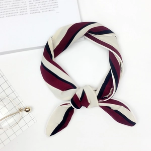 Damen Schmaler Seidiger Schal Gestreift Blumendruck Halstuch Mehrzweck Haarband Krawatte Mode Accessoires