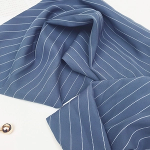 Navy blue striped silk scarf with pearl pendant accessory for elegant women fashion