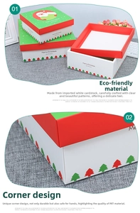 Macro detail of stacked Christmas gift boxes featuring Santa Claus and Merry Christmas text