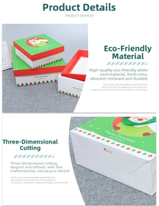 Close-up of Santa Claus illustration on eco-friendly cardboard Christmas gift box