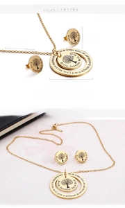 Detailed dimensions of 18K gold plated Tree of Life pendant and matching stud earrings