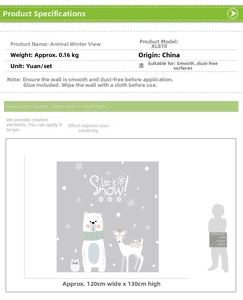 Christmas wall stickers featuring polar bear, deer and snowflakes with 120x130cm dimensions