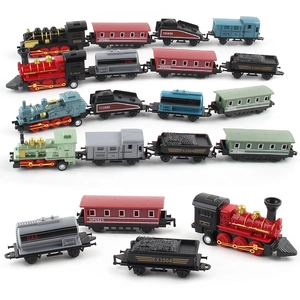 Retro steam locomotive toy train set with colorful alloy engines and gas tanker cars