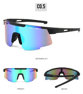 Vue multi-angle de lunettes de soleil de cyclisme avec verres polarisés bleus colorés