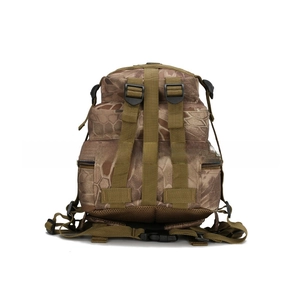 Tactical backpack back view with breathable mesh padding and adjustable padded shoulder straps