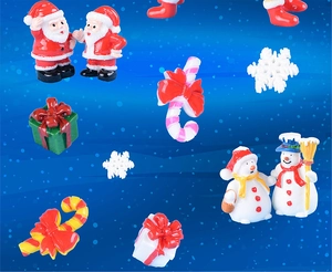 Detailed set of Christmas miniature resin figures including Santa Claus and snowmen
