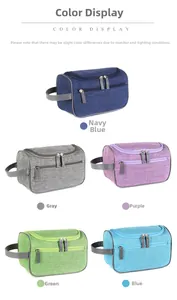 Waterproof travel toiletry bag set in five colors with durable dual zippers and handle