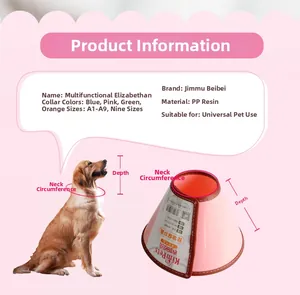 Detail view of adjustable PP resin pet recovery collar with soft edging for cats and dogs