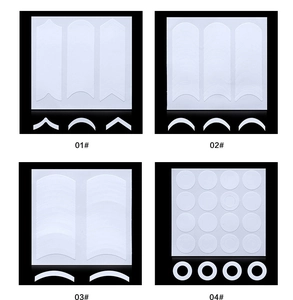 Macro view of 48-count French manicure stickers featuring crescent and geometric line guides