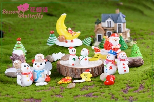 Christmas miniature resin set featuring snowmen and Santa figurines for DIY landscapes