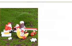 Miniature resin Santa figurines and moon bench set for Christmas micro landscape decor