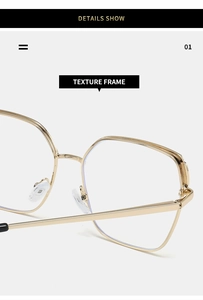 Detailed macro view of the polished gold geometric metal frame and hinge construction