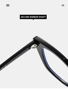 Detail of high-quality metal hinge and secure mirror shaft on TR frames