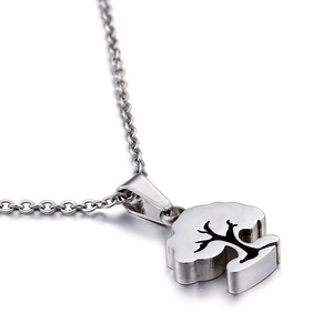 Elegant silver minimalist tree pendant necklace and earrings jewelry set for women
