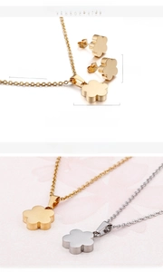 Detailed size specifications for 18K gold plated flower necklace and earrings set