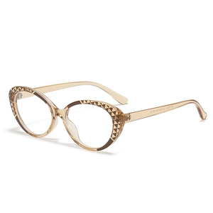 Lunettes anti-lumière bleue œil-de-chat en TR90 avec motif géométrique écaille ambrée
