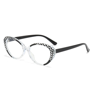 Lunettes anti-lumière bleue œil de chat avec monture TR90 et motif en damier