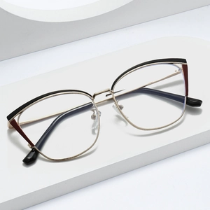 Fashion Women Cat Eye Optical Glasses Frame Metal Blue Light Blocking Vintage Elegant Office Eyewear Accessory